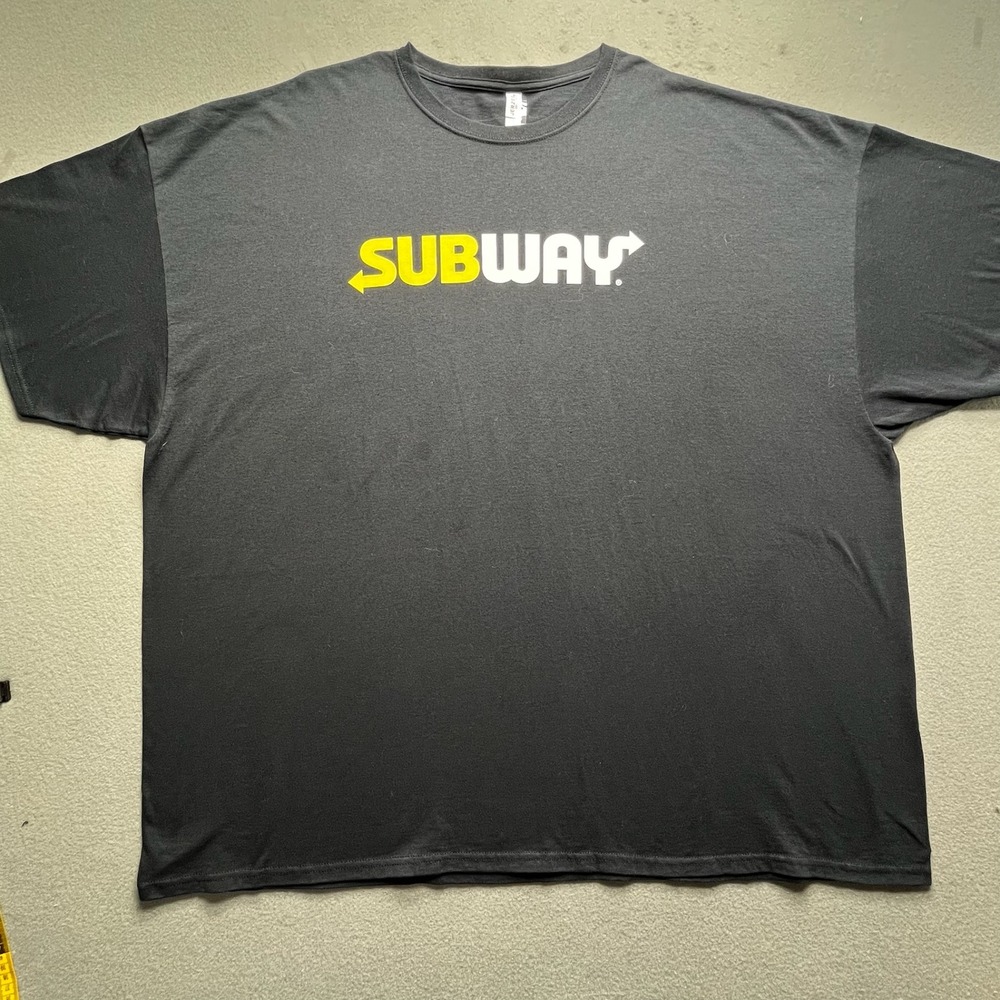 Subway Restaurant Logo T Shirt Black Jerzees‎ Dri Power 5XL Short Sleeve